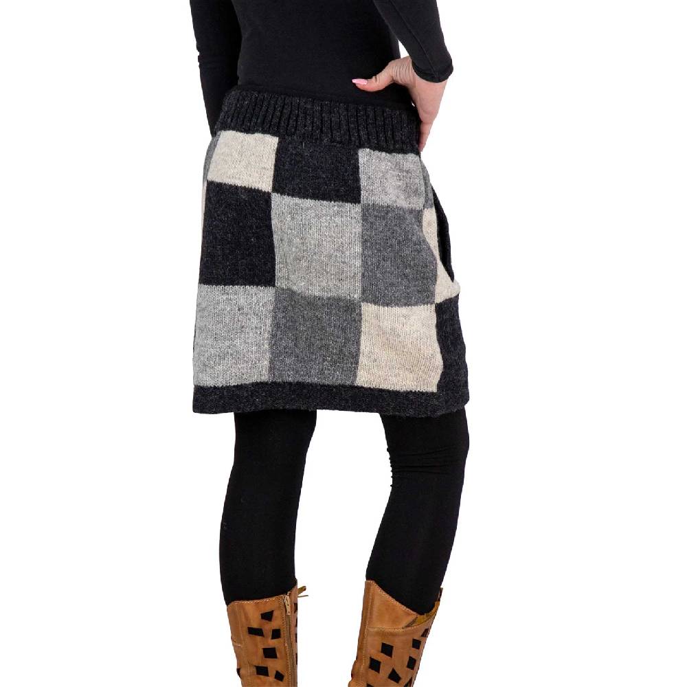Kunst Und Magie Bunter Patchwork Strickrock kurzer Rock mit klassischem Muster Wolle gefüttert Boho Flash Sale