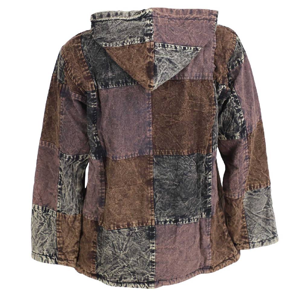 Kunst Und Magie Patchwork Baja Hoodie Herren alternativ Kapuzenpulli mit Fleecefutter Nachhaltig Fair Saisonschlussverkauf