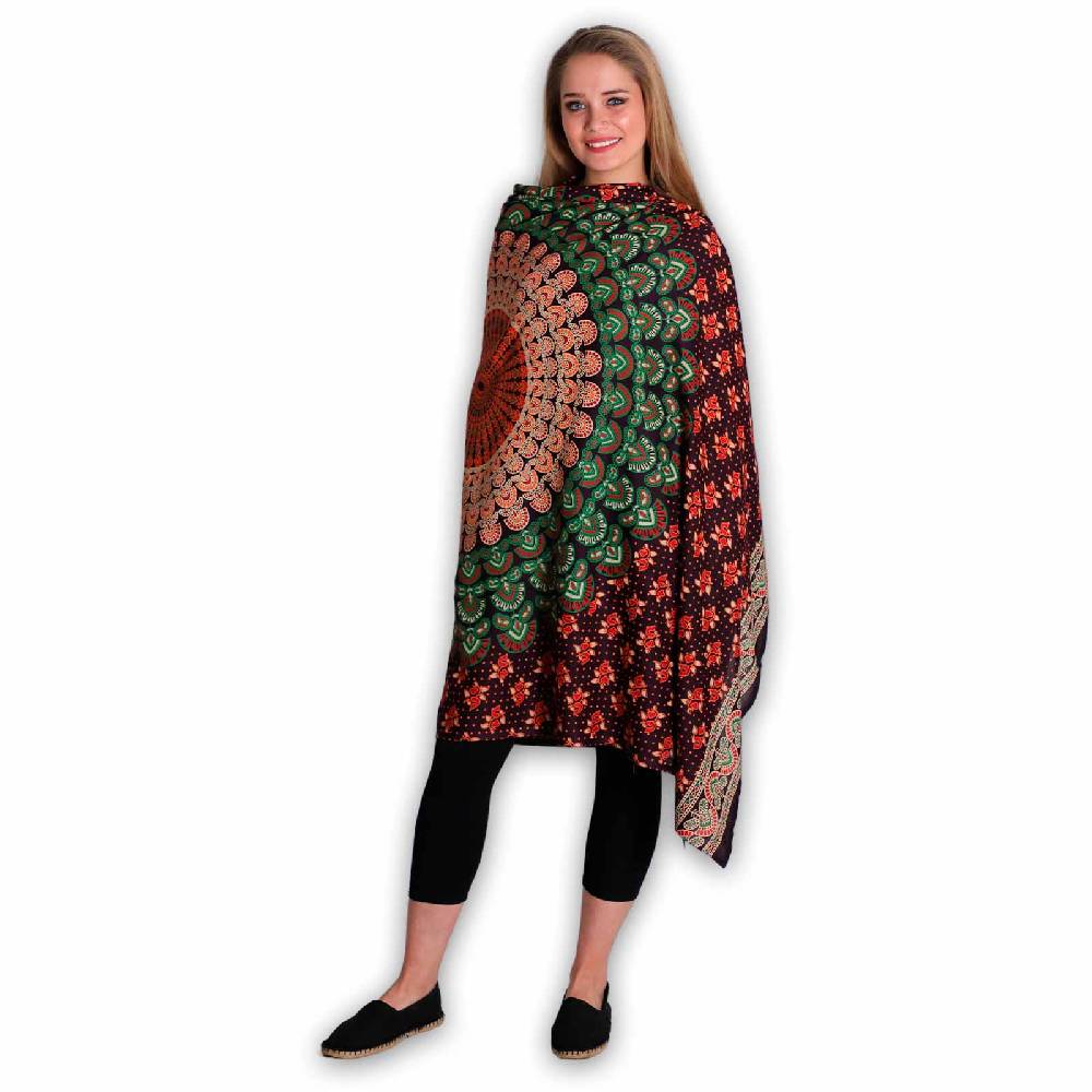 Kunst Und Magie Sarong Yogatuch Pfauen Mandala Strandtuch Multifunktionstuch Dekotuch Tischdecke Wickelkleid Weihnachtsangebot