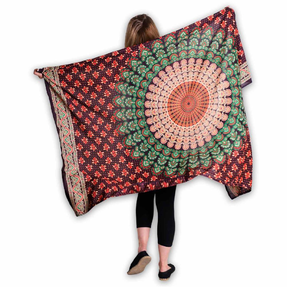 Kunst Und Magie Sarong Yogatuch Pfauen Mandala Strandtuch Multifunktionstuch Dekotuch Tischdecke Wickelkleid Weihnachtsangebot