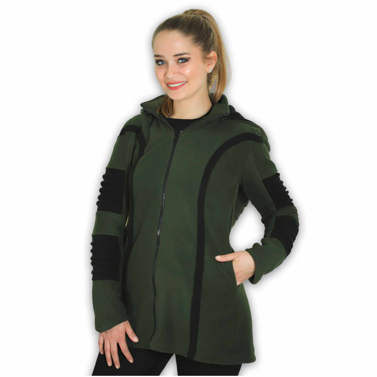 Kunst Und Magie Kunst und Magie Damenmatel aus Fleece mit Zipfelkapuze Goa Jacke Heißer Verkauf