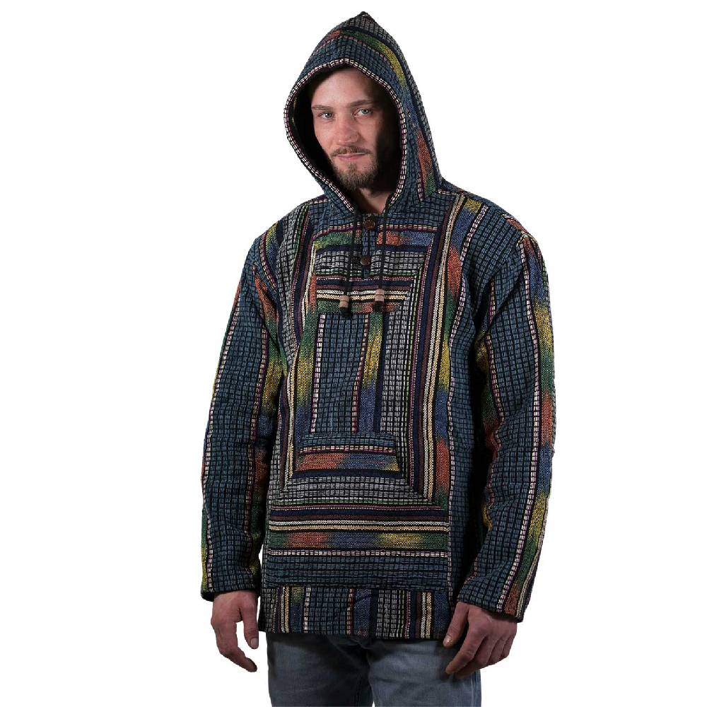 Kunst Und Magie Bunter Kapuzenpulli Kapu Baja Jerga Hoodie mit Kapuze und Kängurutaschen Hippie Goa Top Angebot