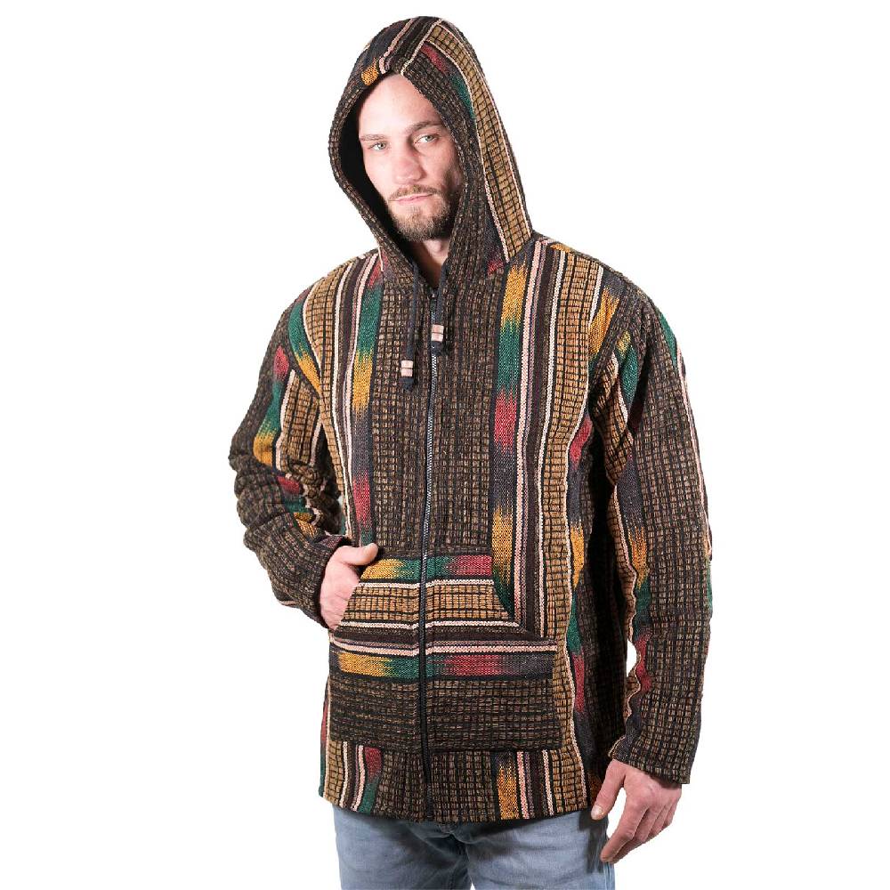 Kunst Und Magie Kapuzenjacke Kapu Hoodie mit Kapuze und Kängurutaschen Hippie Jacke Gheri Nepal Online Outlet