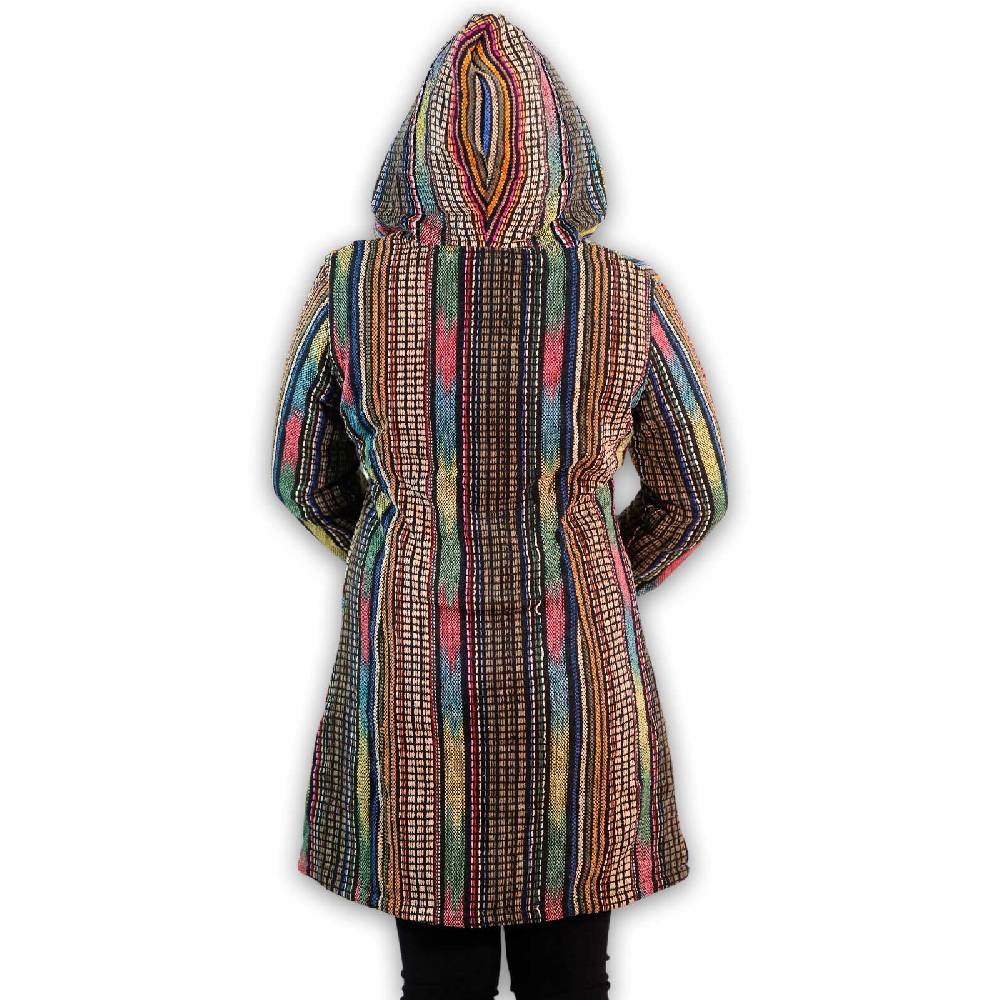 Kunst Und Magie Damen Gheri Jacke mit Kapuze -Hippie Goa Boho Damen Mantel Bunt Blitzangebot