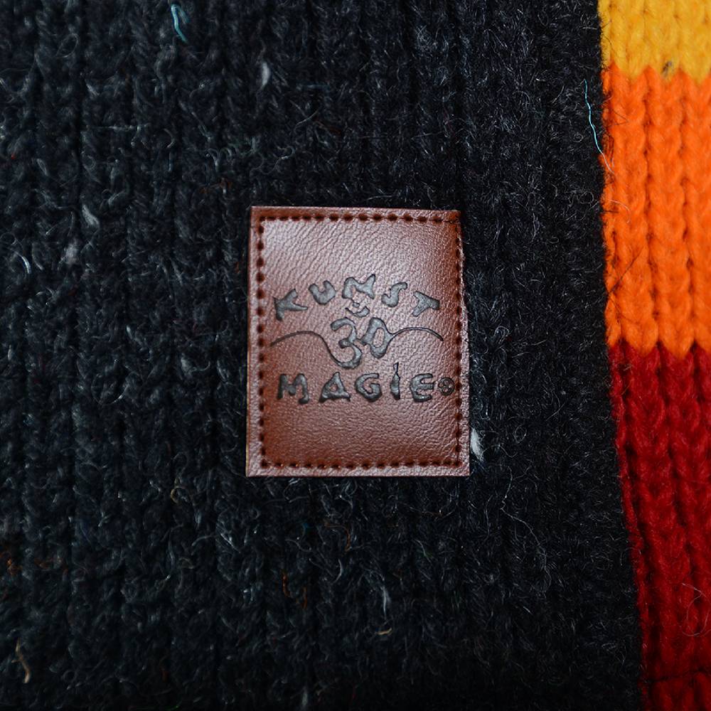 Kunst Und Magie Damen Goa Winter Strickjacke Wolle Fleecefutter abnehmbarer Zipfelkapuze Schwarz/Regenbogen Kauf eins, bekomm eins gratis