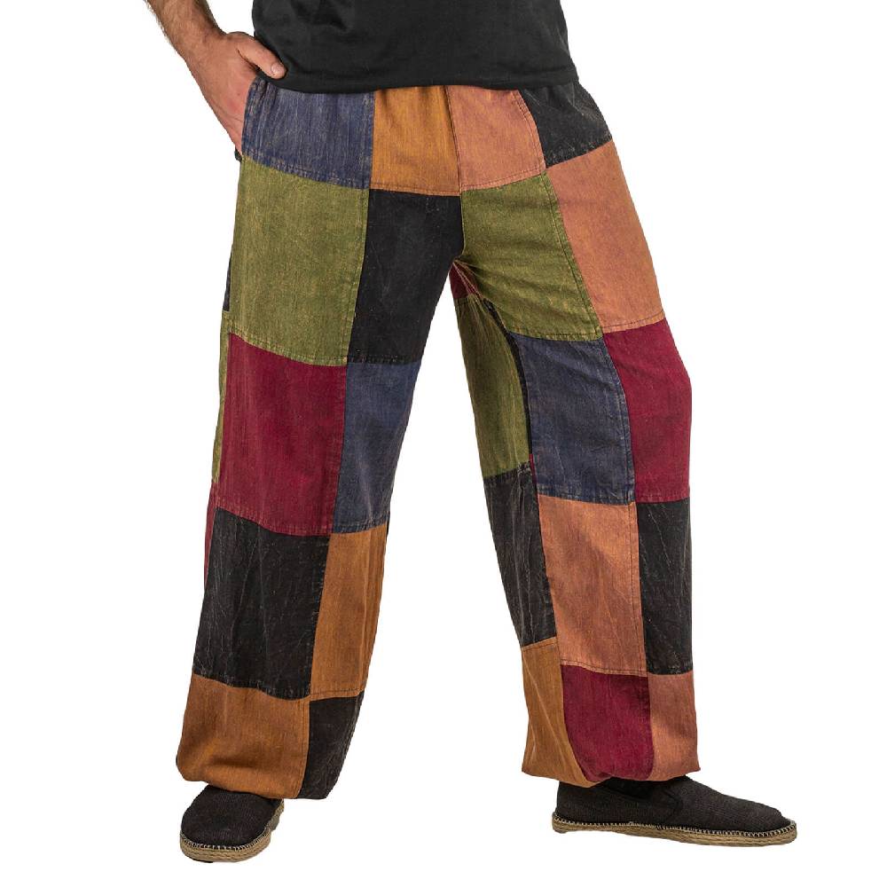 Kunst Und Magie Kunst und Magie Bunte Patchwork Freizeit Cargo Hose Stonewashed - Unisex Hippiehose Kostenlose Rückgabe
