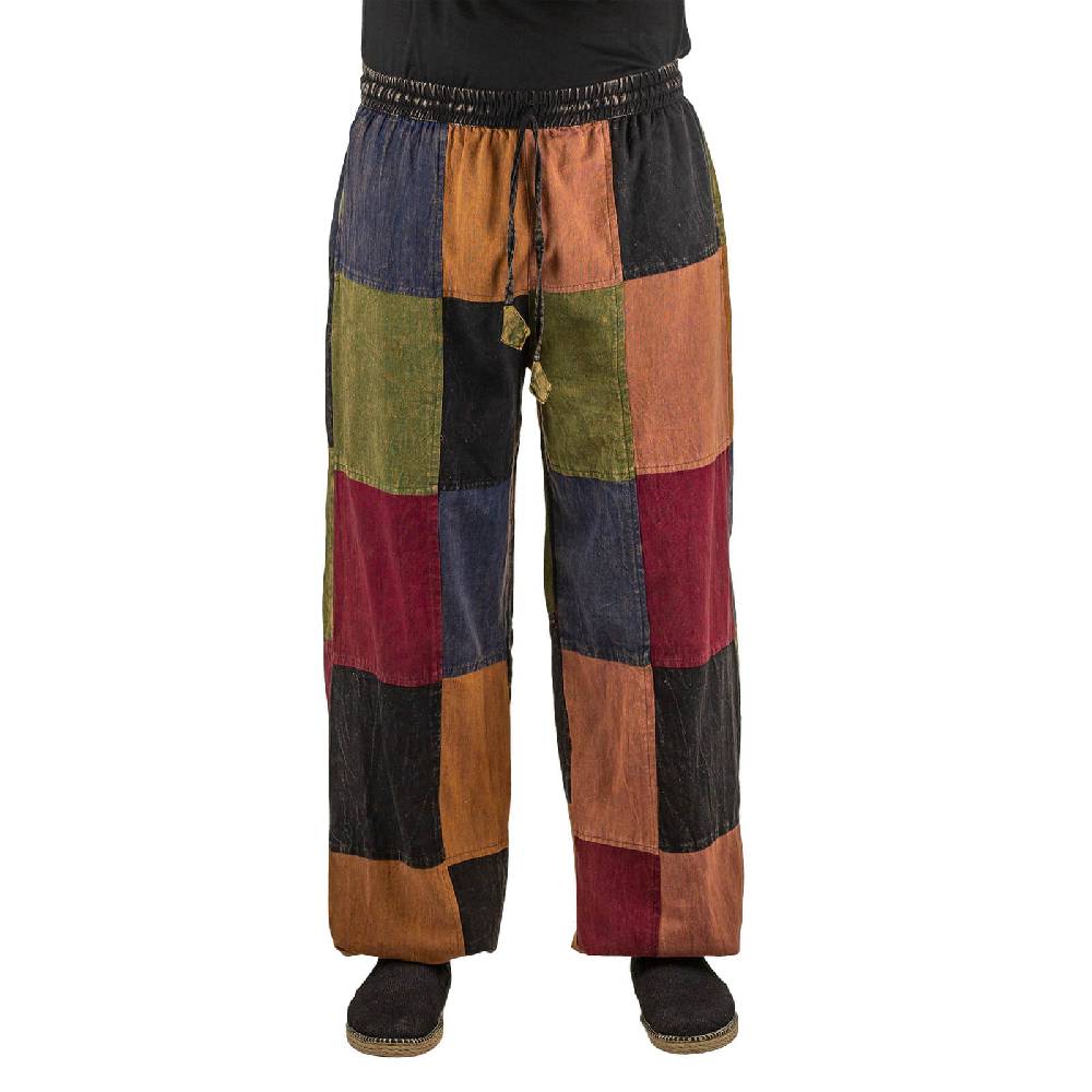 Kunst Und Magie Kunst und Magie Bunte Patchwork Freizeit Cargo Hose Stonewashed - Unisex Hippiehose Kostenlose Rückgabe