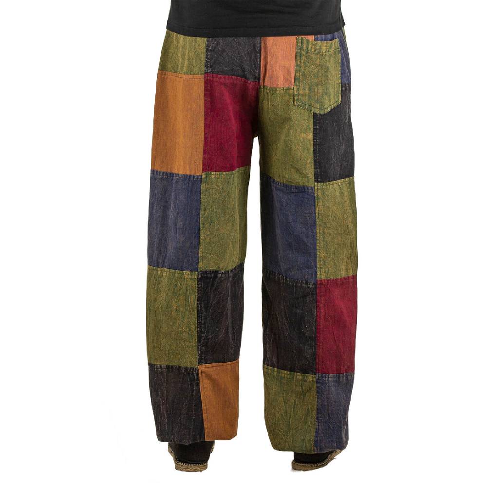Kunst Und Magie Kunst und Magie Bunte Patchwork Freizeit Cargo Hose Stonewashed - Unisex Hippiehose Kostenlose Rückgabe