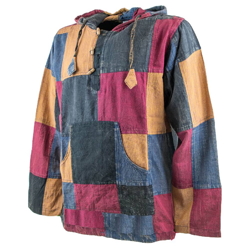 Kunst Und Magie KUNST UND MAGIE Herren bunt alternativ Baja Hoodie Fischerhemd Kapuze Patchwork Letzte 2 Tage