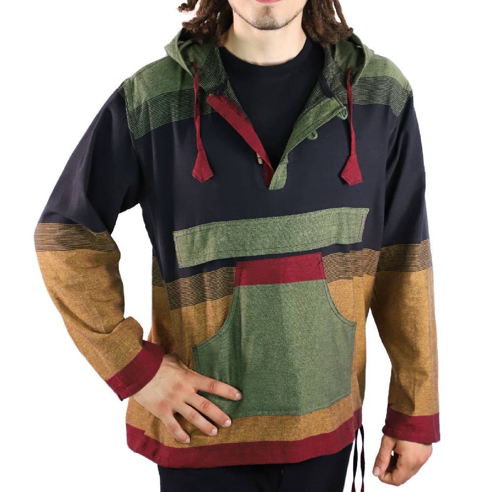 Kunst Und Magie KUNST UND MAGIE Herren bunt alternativ Hoodie Fischerhemd Kapuze Kängurutasche Super Rabatt