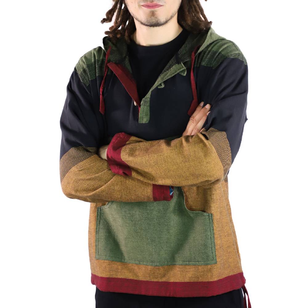 Kunst Und Magie KUNST UND MAGIE Herren bunt alternativ Hoodie Fischerhemd Kapuze Kängurutasche Super Rabatt
