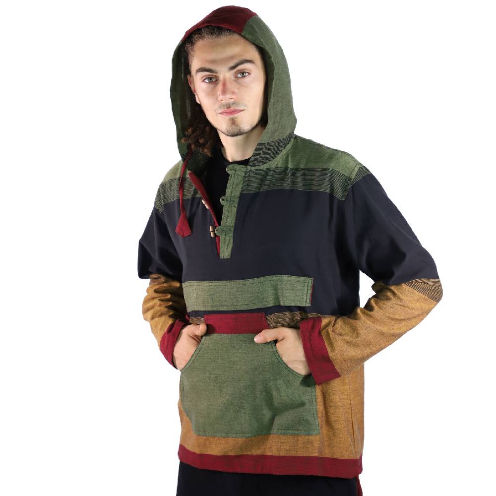Kunst Und Magie KUNST UND MAGIE Herren bunt alternativ Hoodie Fischerhemd Kapuze Kängurutasche Super Rabatt