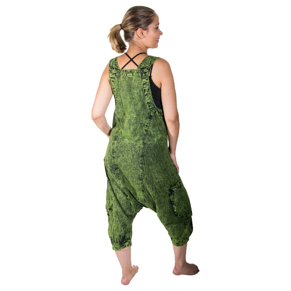 Kunst Und Magie Kunst und Magie Unisex Vintage Latzhose Ibiza stonewashed Haremshose Overall Fabrikladen