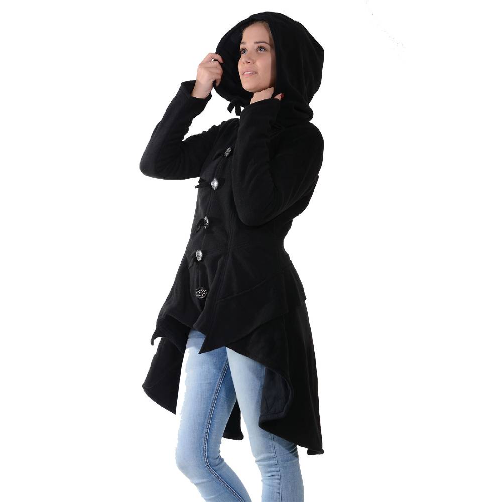 Kunst Und Magie Kunst und Magie Damenmantel aus Fleece mit Kapuze Boho Gehrock Jacke Fleecejacke Rabatte dieses Monats