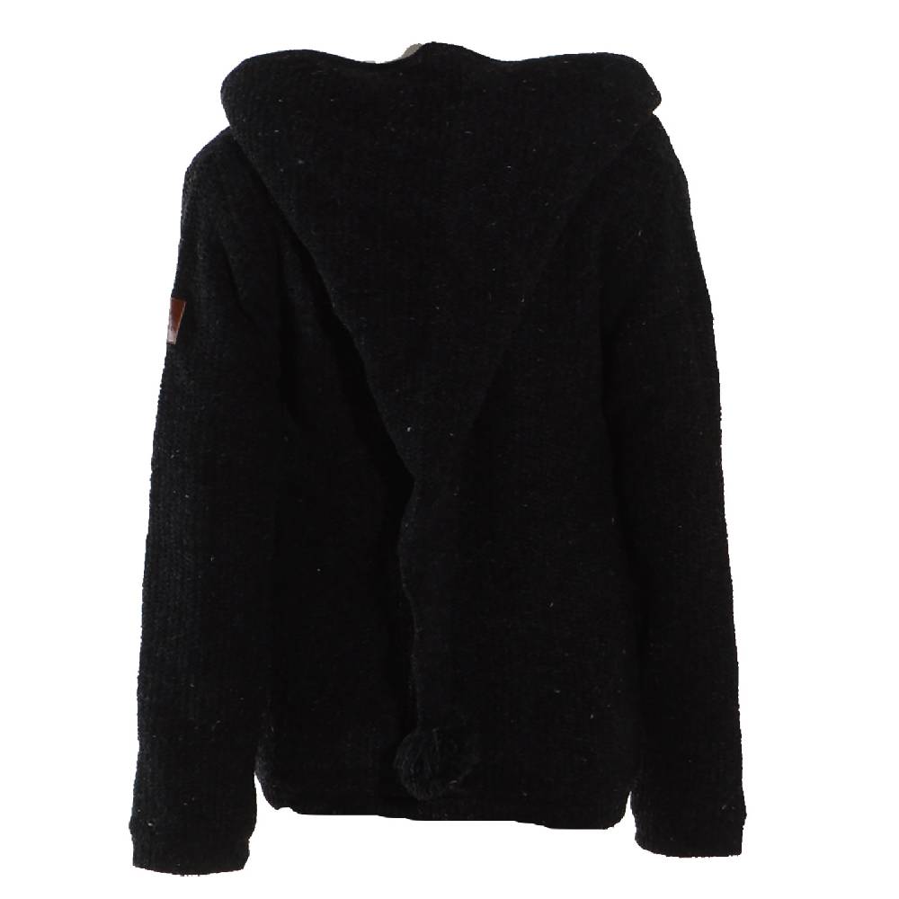 Kunst Und Magie Kunst und Magie Klassische Damen Strickjacke Wolle Jacke mit Fleecefutter und Zipfelkapuze Outlet