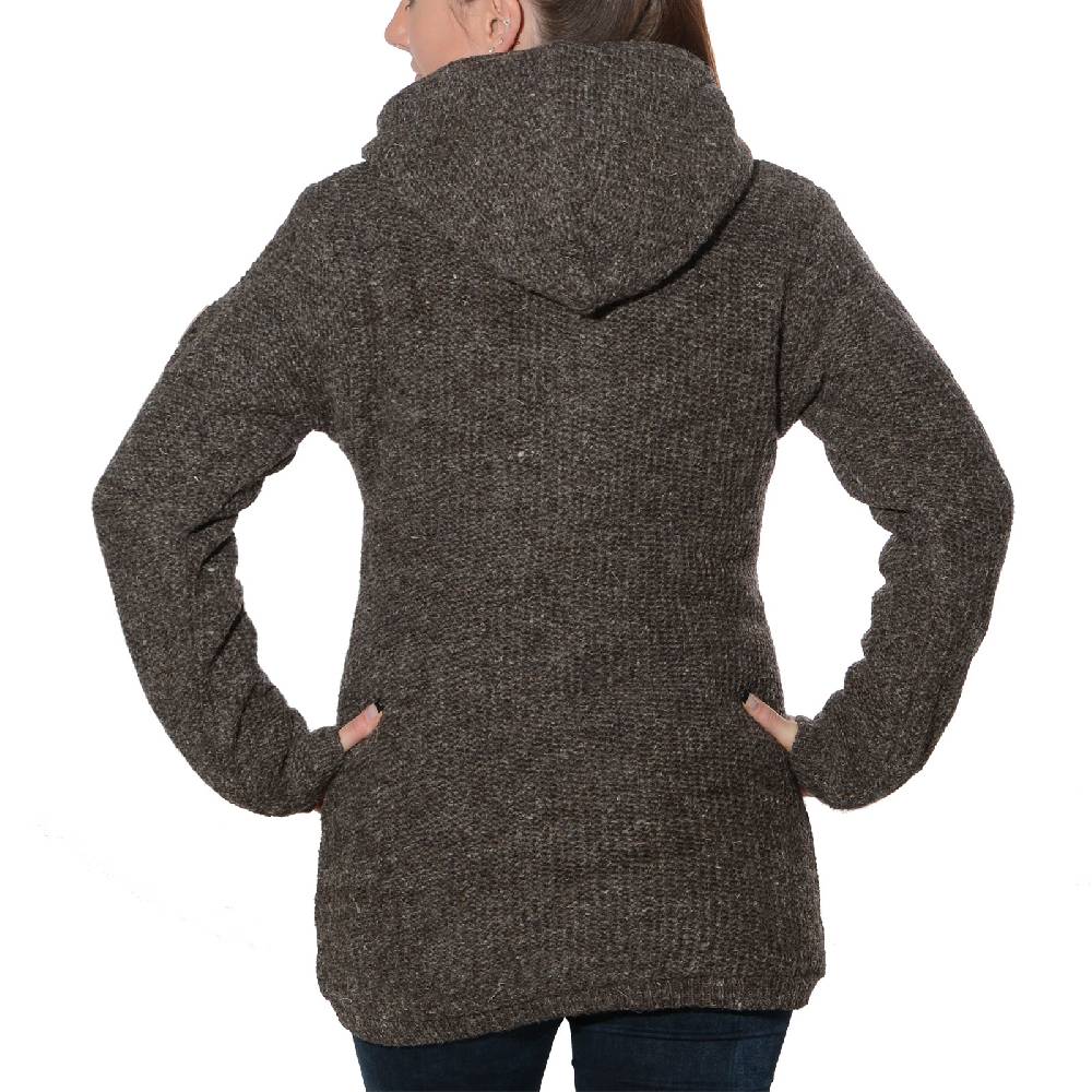 Kunst Und Magie Klassische Damen Strickjacke Wolle Jacke mit Fleecefutter und Kapuze von Kunst und Magie Auslauf