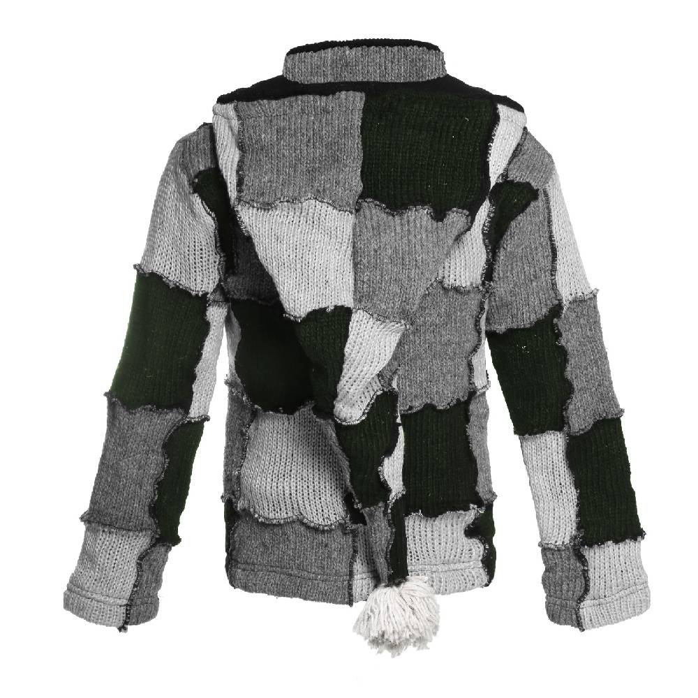 Kunst Und Magie Kunst und Magie Patchwork Strickjacke mit Zipfelkapuze Nachhaltig No Waist Hotsell