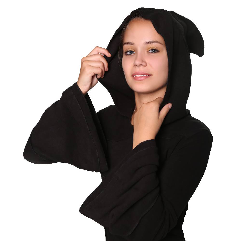 Kunst Und Magie Kunst und Magie Fleecekleid in Blattform aus Fleece mit Zipfelkapuze Fairy Goa Schlussverkauf