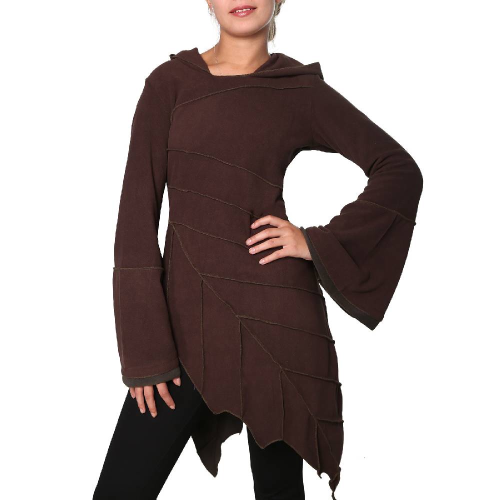 Kunst Und Magie Kunst und Magie Fleecekleid in Blattform aus Fleece mit Zipfelkapuze Fairy Goa Schlussverkauf