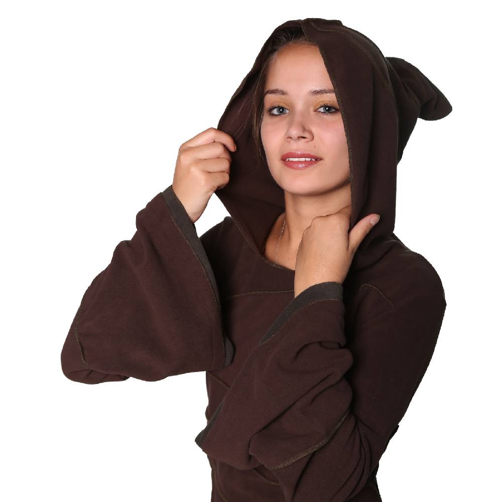 Kunst Und Magie Kunst und Magie Fleecekleid in Blattform aus Fleece mit Zipfelkapuze Fairy Goa Schlussverkauf