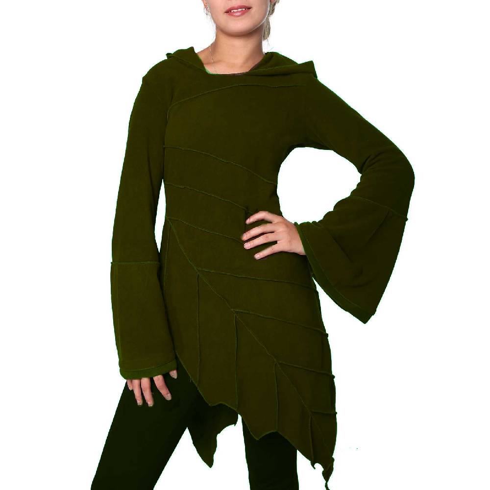 Kunst Und Magie Kunst und Magie Fleecekleid in Blattform aus Fleece mit Zipfelkapuze Fairy Goa Schlussverkauf