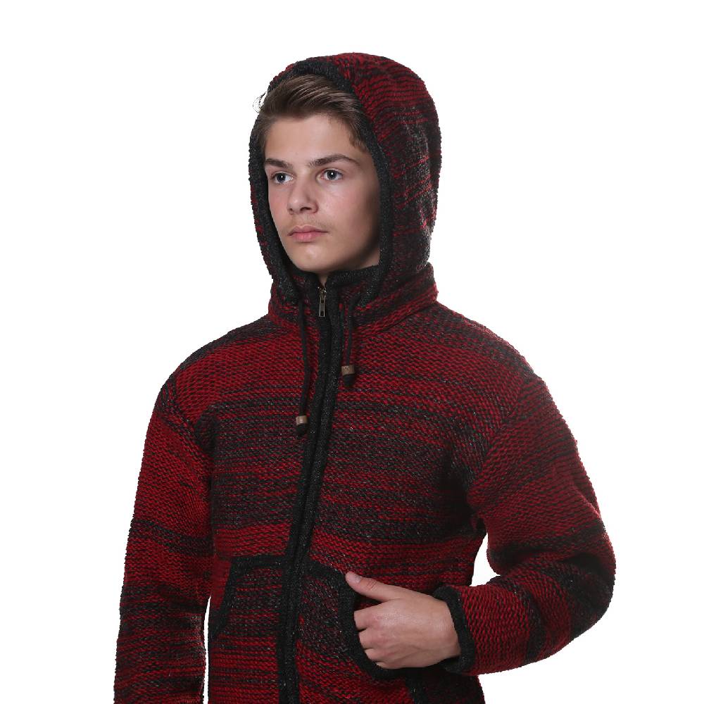 Kunst Und Magie Kunst und Magie Herren Strickjacke Fleecefutter Schurwolle abnehmbare Kapuze Blitzverkäufe