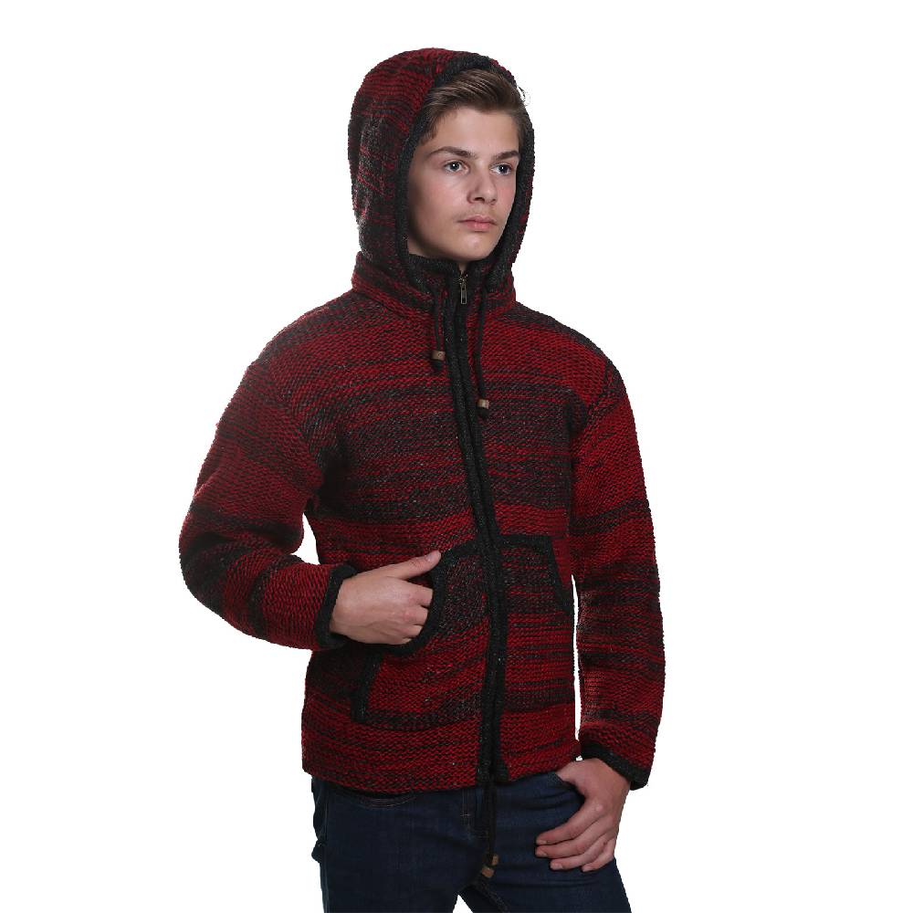 Kunst Und Magie Kunst und Magie Herren Strickjacke Fleecefutter Schurwolle abnehmbare Kapuze Blitzverkäufe