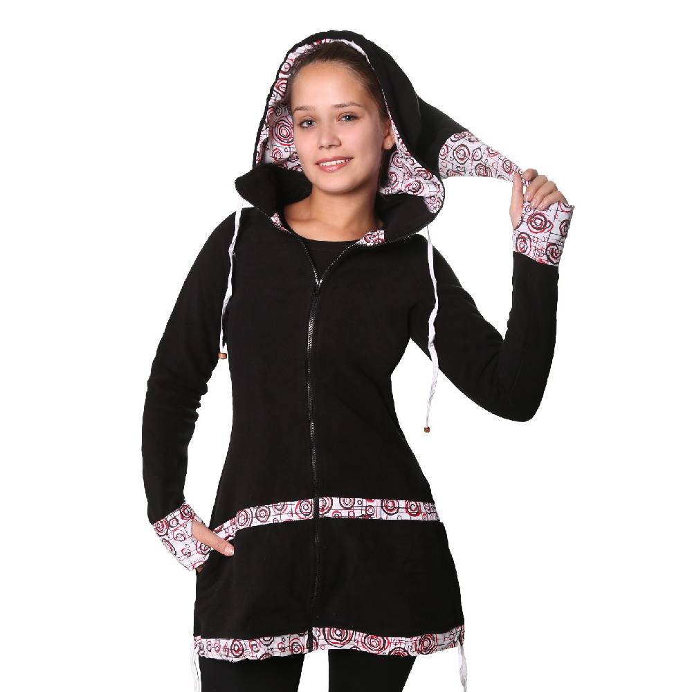 Kunst Und Magie Kunst und Magie kurzer Damenmantel aus Fleece mit abnehmbarer Zipfelkapuze Fairy Limitierter Zeitrabatt