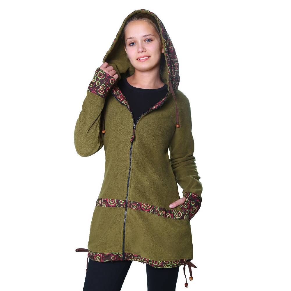 Kunst Und Magie Kunst und Magie kurzer Damenmantel aus Fleece mit Kapuze Fabrik Onlineshop
