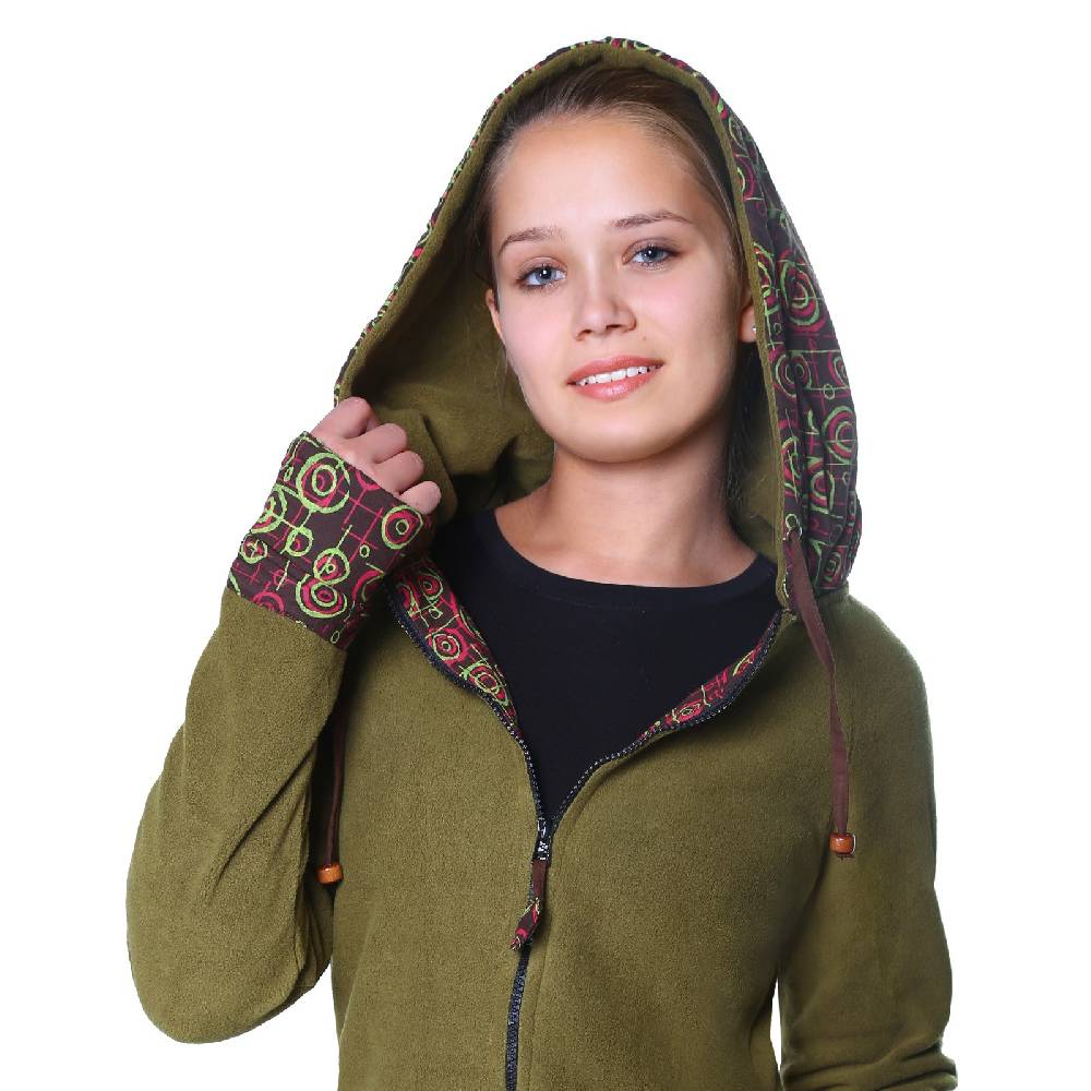 Kunst Und Magie Kunst und Magie kurzer Damenmantel aus Fleece mit Kapuze Fabrik Onlineshop