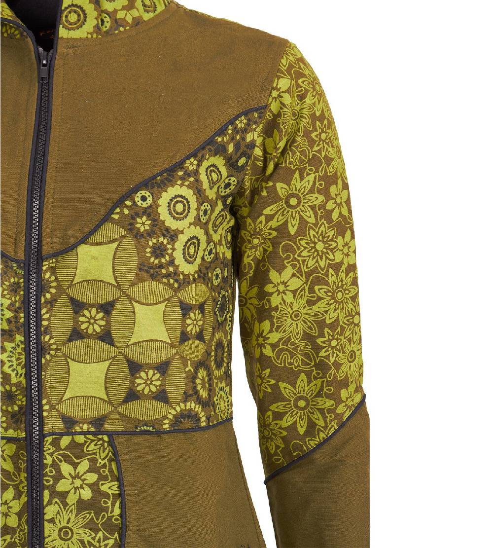 Kunst Und Magie Kunst und Magie Damenmantel mit Kapuze Blumenmuster Jacke Baumwolle Boho Osterangebot