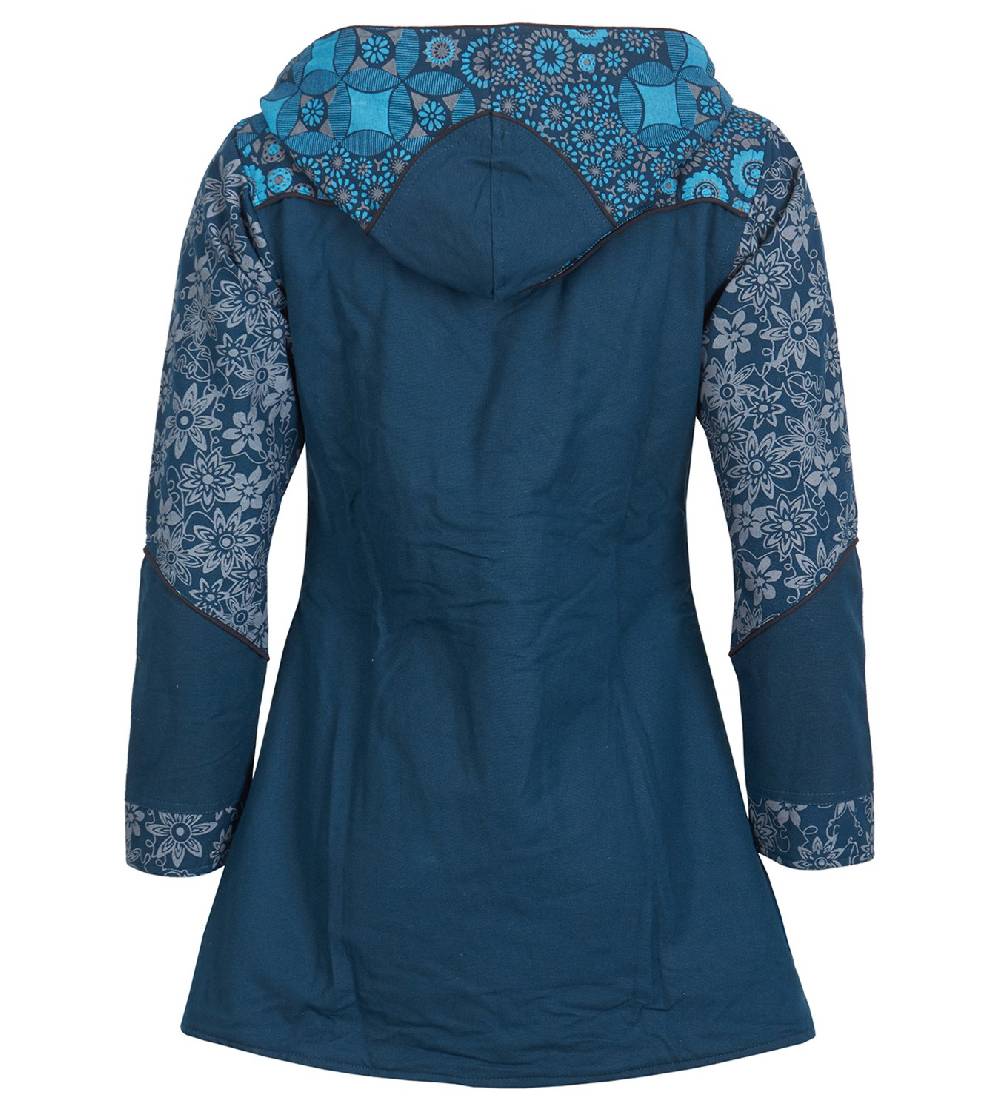Kunst Und Magie Kunst und Magie Damenmantel mit Kapuze Blumenmuster Jacke Baumwolle Boho Osterangebot