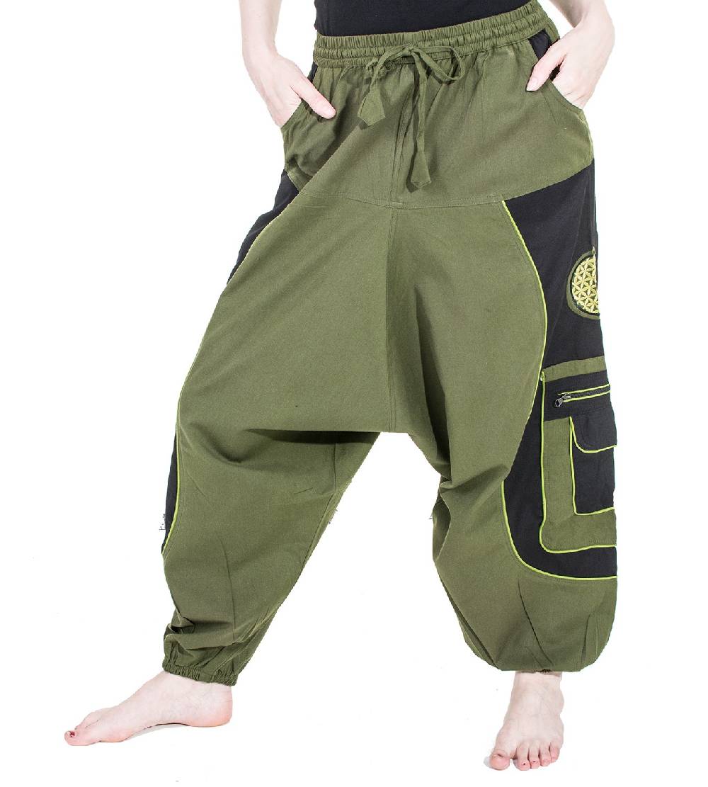 Kunst Und Magie Kunst und Magie Flower of Life Hippie Haremshose Goahose Cargohose Vatertagsangebot