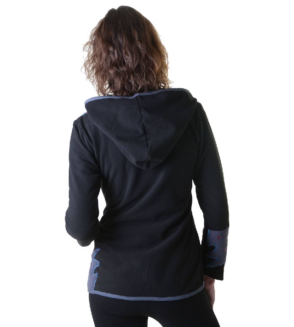 Kunst Und Magie Damen Hippie Fleecejacke "The Tree" mit Kapuze und bunten Herbst-Mustern Lagerräumung