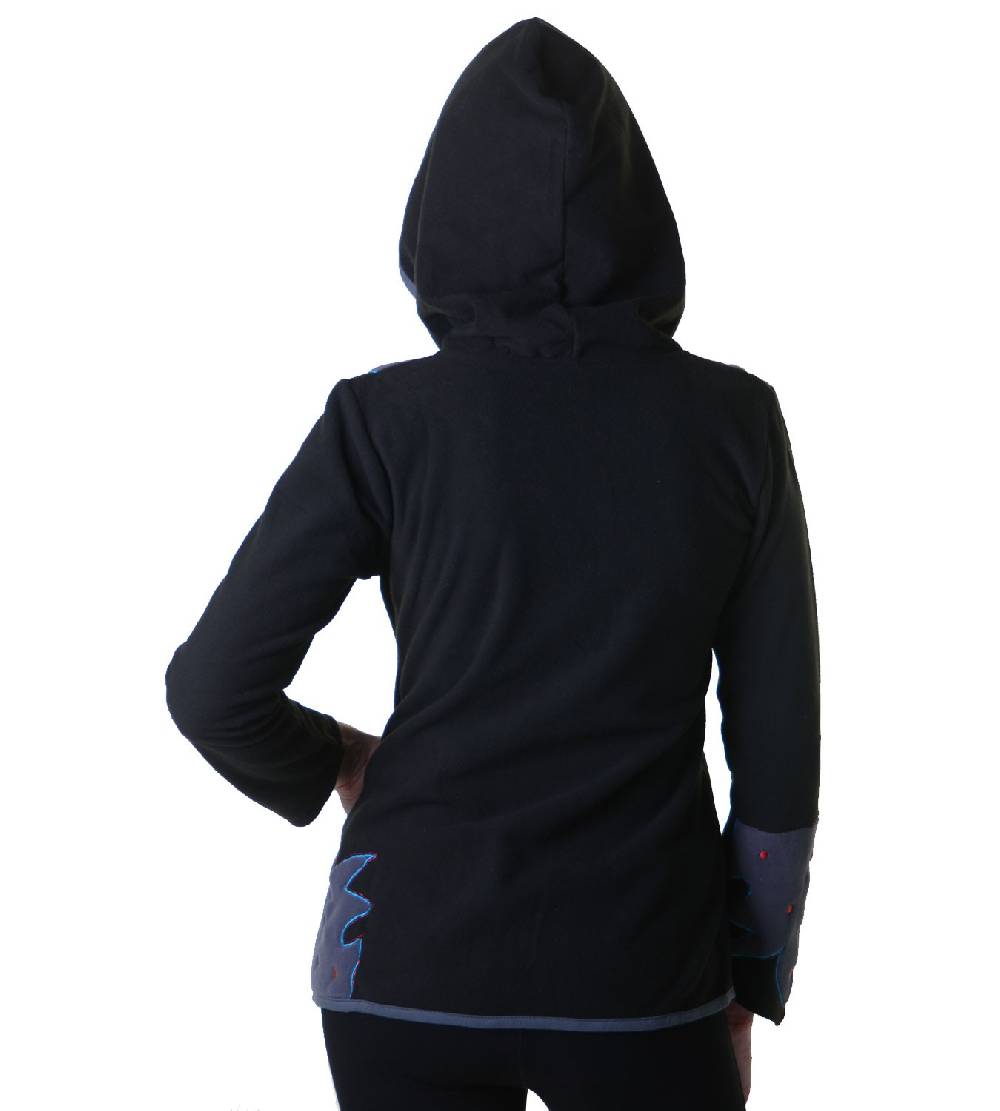 Kunst Und Magie Damen Hippie Fleecejacke "The Tree" mit Kapuze und bunten Herbst-Mustern Lagerräumung