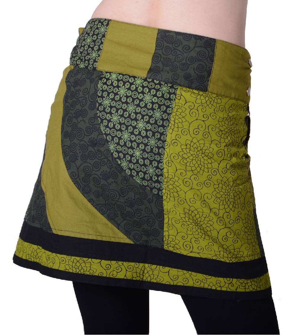 Kunst Und Magie Wunderschöner sommerlicher Wickelrock Minirock Cacheur mit kleiner Tasche ideal für das nächste Festival Goa Hippie Rock Neueste Mode