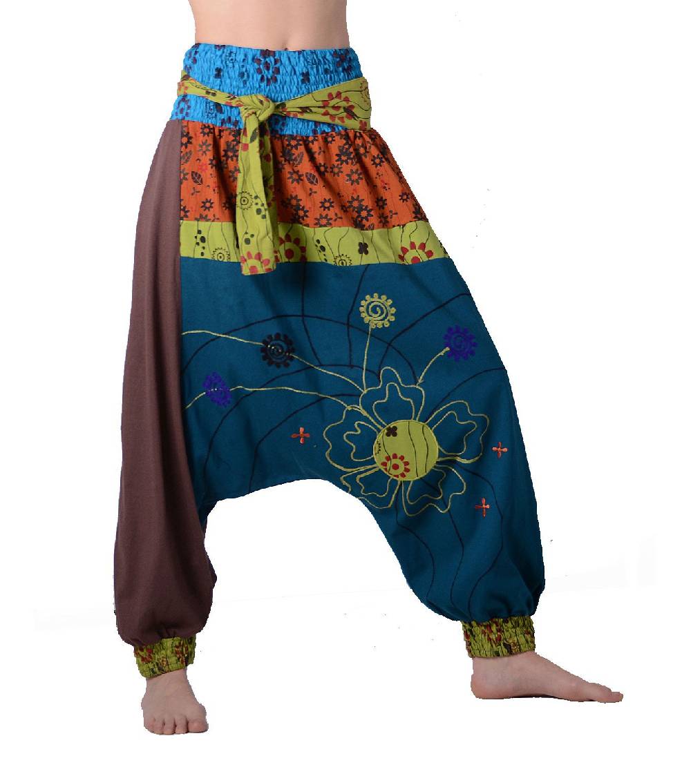 Kunst Und Magie Bunte Ibiza Style Haremshose aus Baumwolle - Goa Wellnesshose Boho