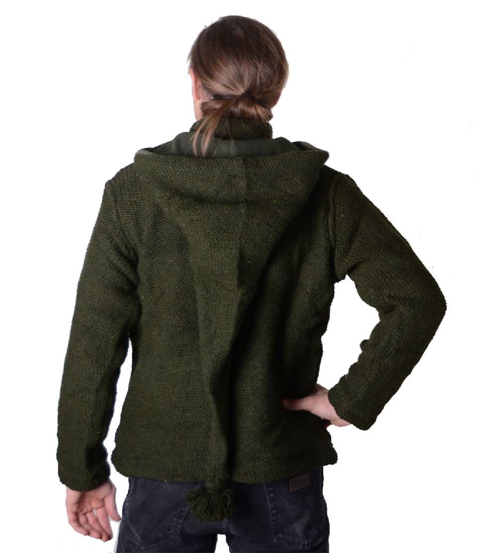 Kunst Und Magie Baja Herren-Strickjacke mit Fleecefutter und Zipfelkapuze Poncho Goa Hippie Riesige Ersparnisse