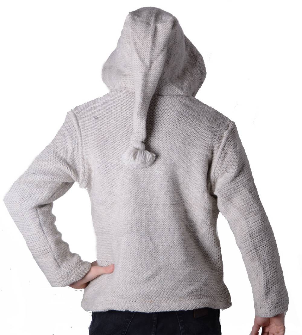 Kunst Und Magie Baja Herren-Strickjacke mit Fleecefutter und Zipfelkapuze Poncho Goa Hippie Riesige Ersparnisse