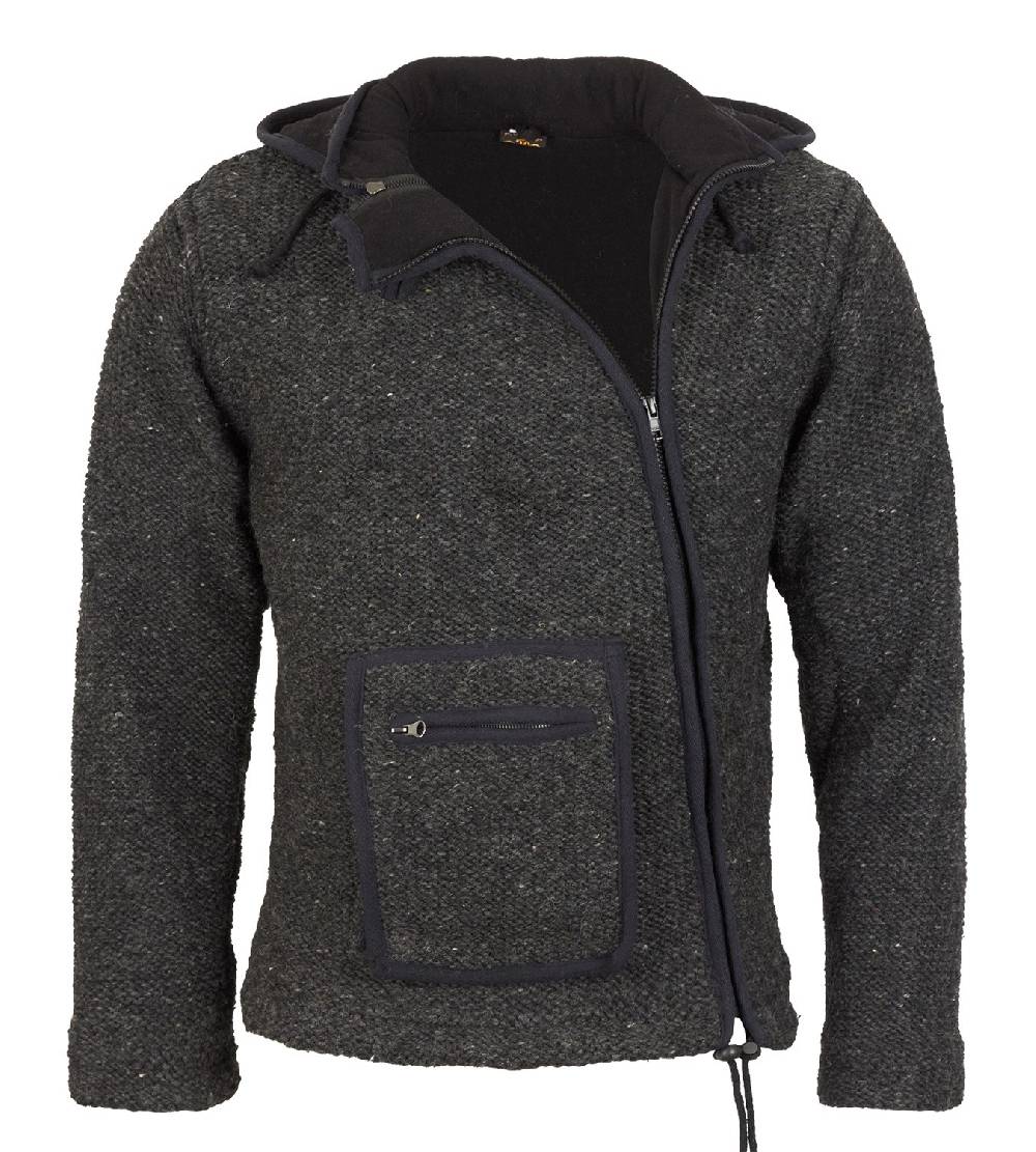 Kunst Und Magie Baja Herren-Strickjacke mit Fleecefutter und Zipfelkapuze Poncho Goa Hippie Riesige Ersparnisse