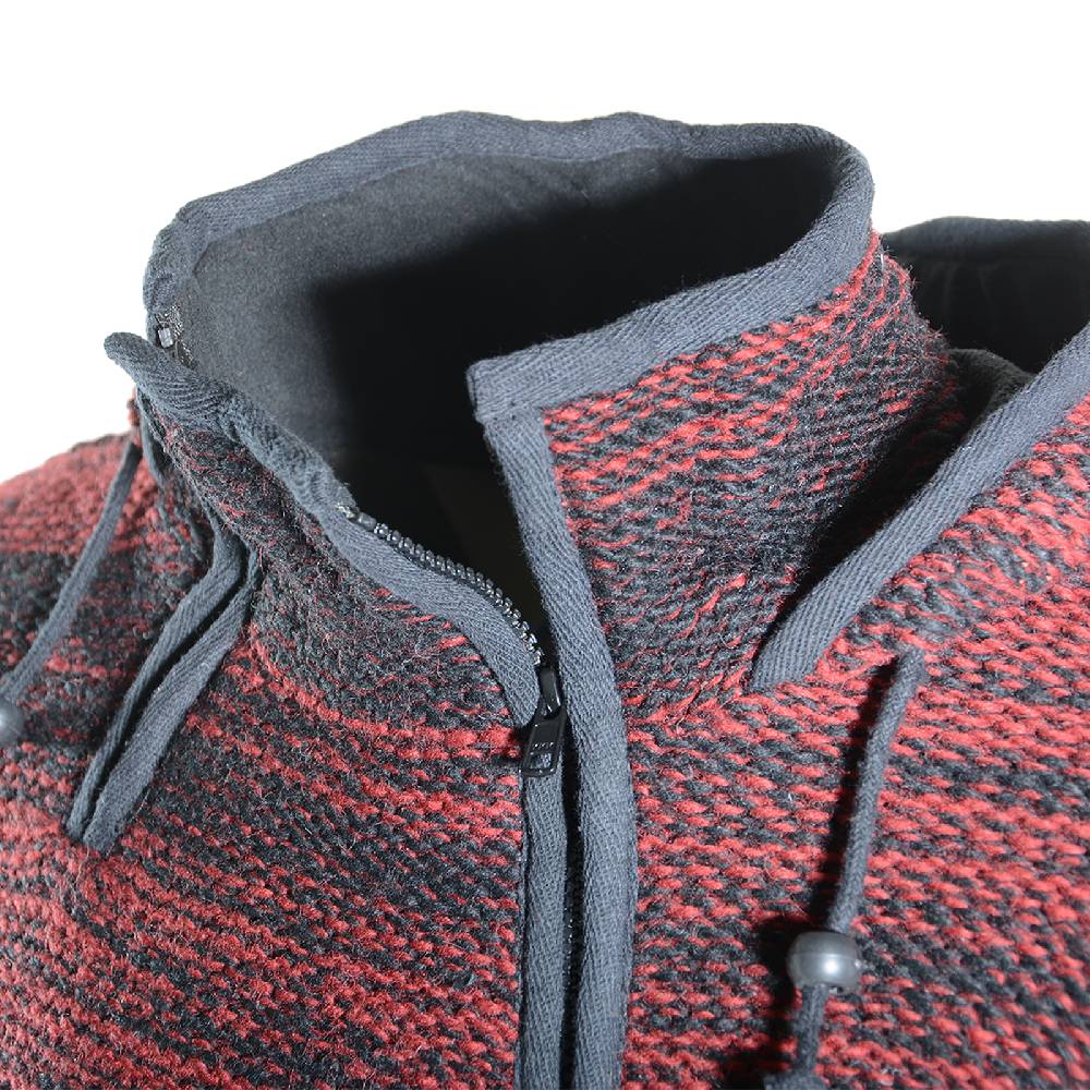 Kunst Und Magie Damen Wolljacke Hippie Goa Strickjacke mit Fleecefutter und Kapuze Schwarz/Rot Begrenzte Freigabe