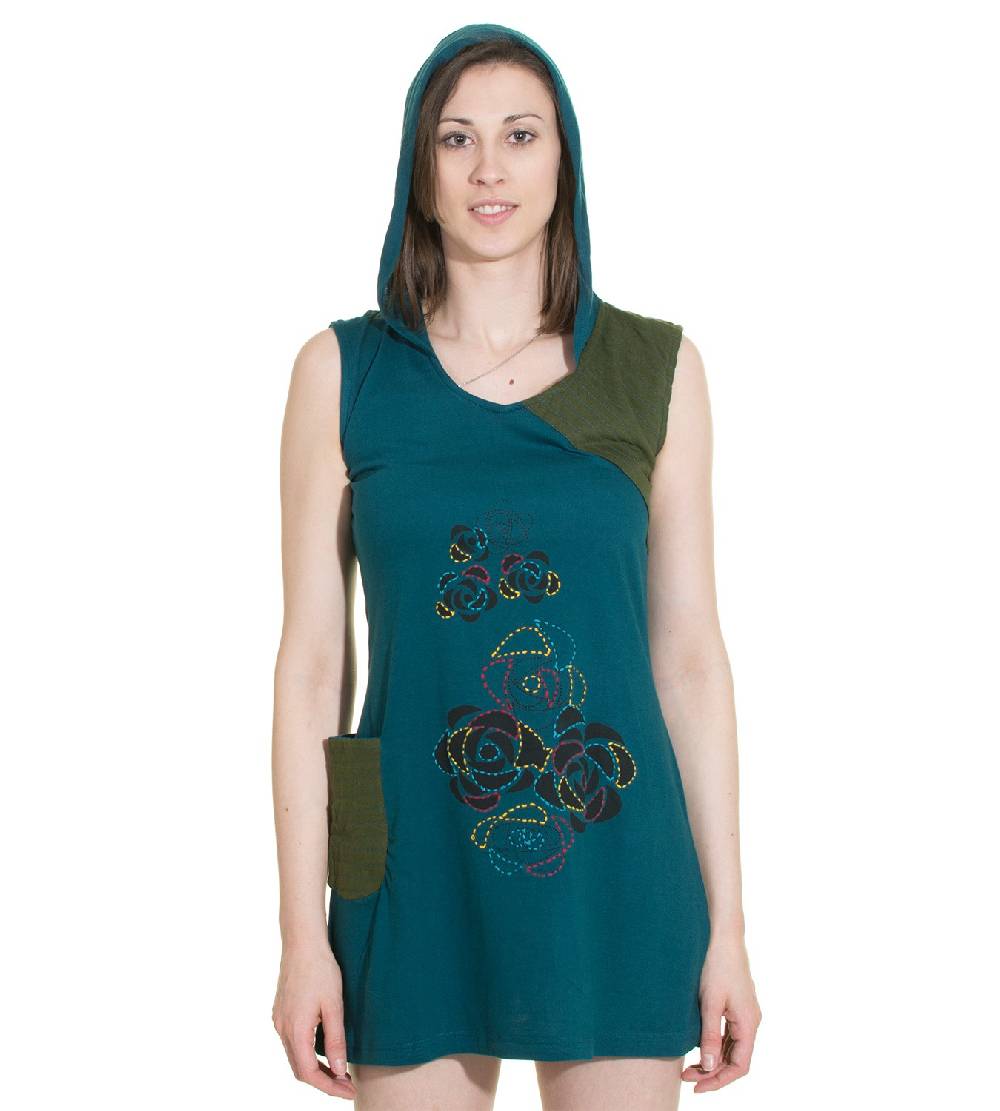 Kunst Und Magie Minikleid Longshirt Tunika Hippie Sommerkleid mit Zipfelkapuze Bis zu 60% Rabatt