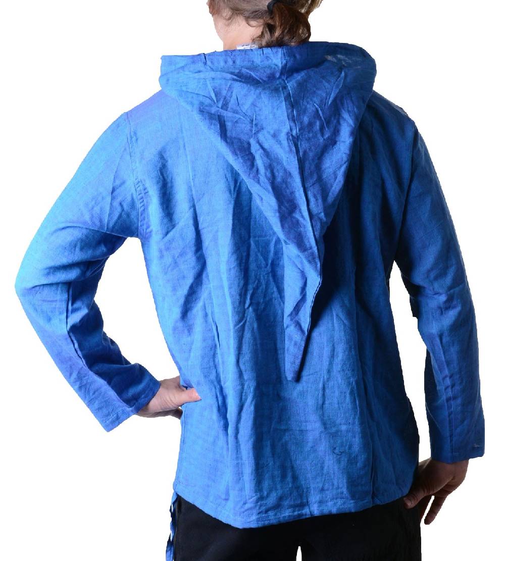 Kunst Und Magie Nepal Fischerhemd Kurtha Einfarbig Hemd Poncho Mittelalter mit Zipfelkapuze Sonderangebot der Fabrik
