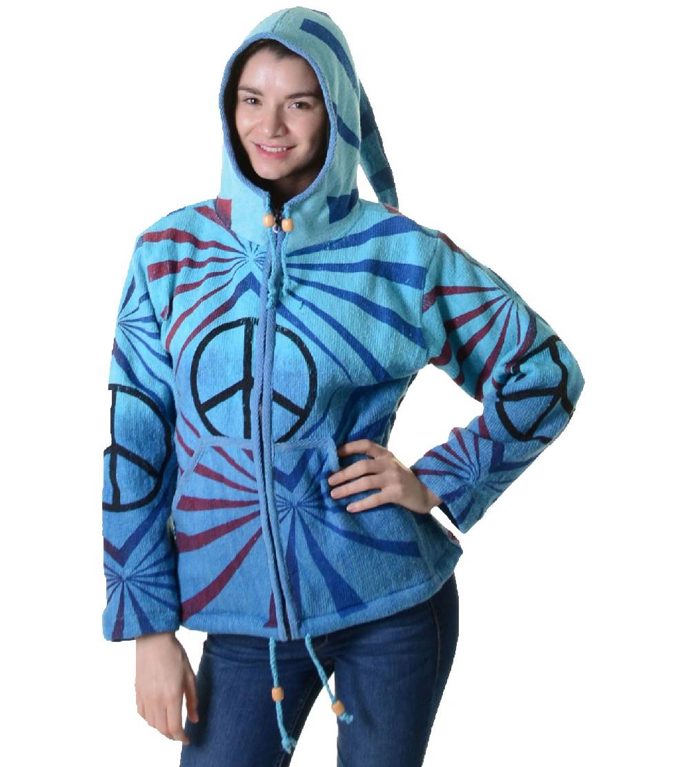 Kunst Und Magie Damen Goa Om Batik Strickjacke Jacke Zipfelkapuze Hippie Peace mehrfarbig Discount Store für neue Produkte