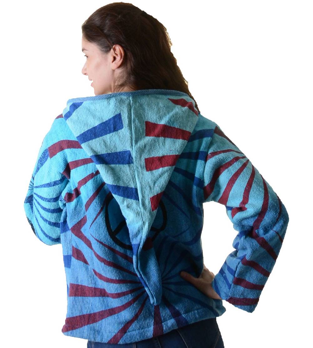 Kunst Und Magie Damen Goa Om Batik Strickjacke Jacke Zipfelkapuze Hippie Peace mehrfarbig Discount Store für neue Produkte