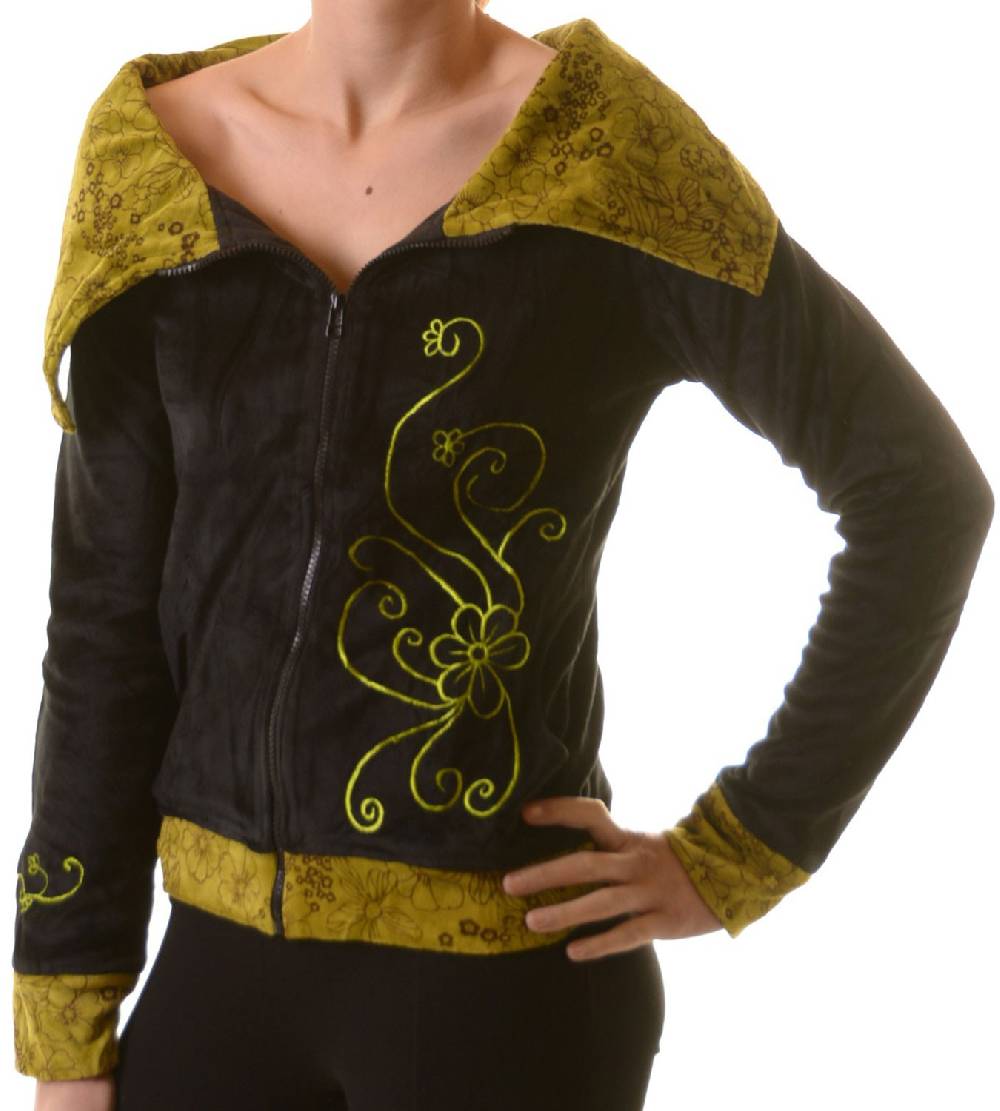 Kunst Und Magie Boho Ethno Jacke mit Rollkragen aus Samt