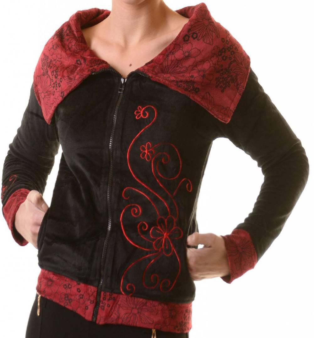 Kunst Und Magie Boho Ethno Jacke mit Rollkragen aus Samt Nur noch ein Tag übrig