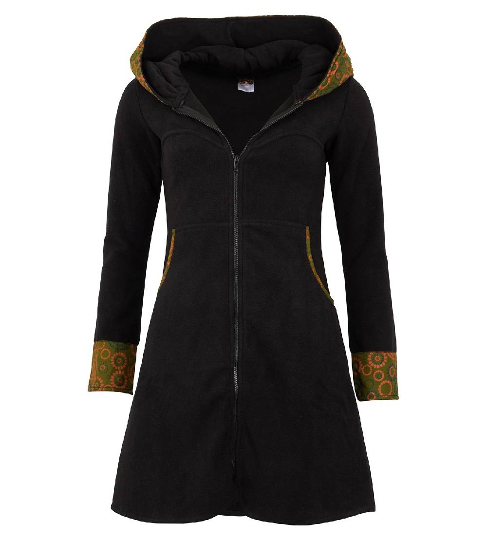 Kunst Und Magie Fleece Mantel Jacke mit Kapuze Goa Psy Hippie Boho extravagant