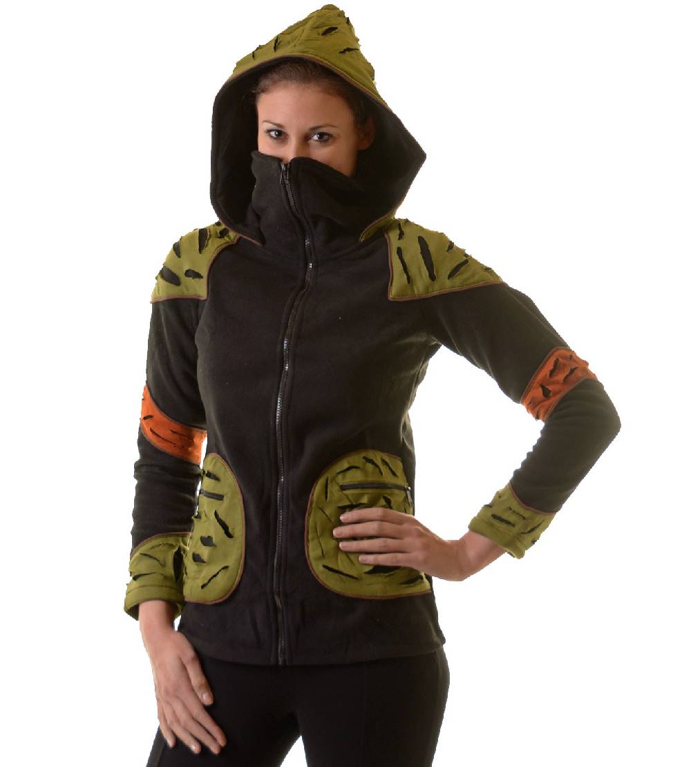 Kunst Und Magie Elfenhafte Fleece Jacke mit Cutwork Patches Goa Psy Hippie Fraggle Kostenloser Versand international