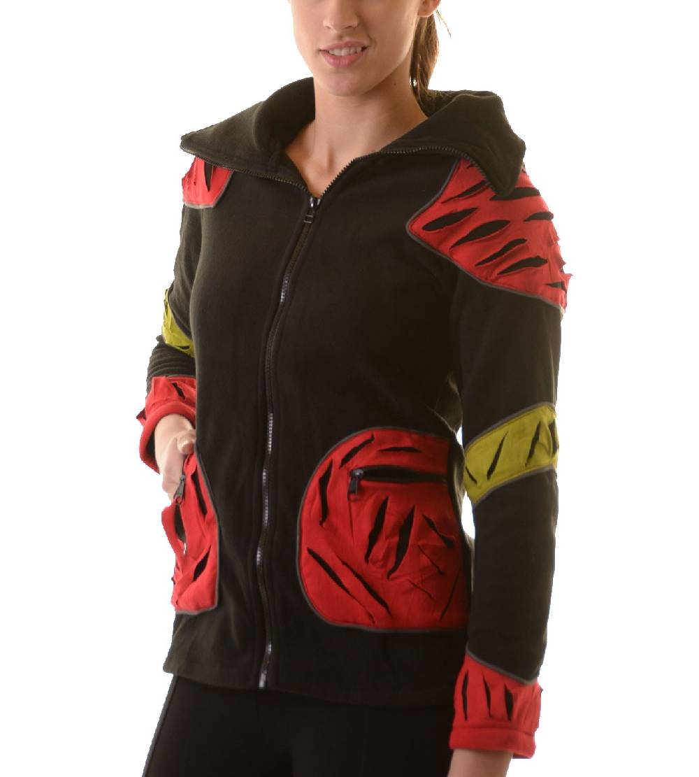 Kunst Und Magie Elfenhafte Fleece Jacke mit Cutwork Patches Goa Psy Hippie Fraggle Kostenloser Versand international